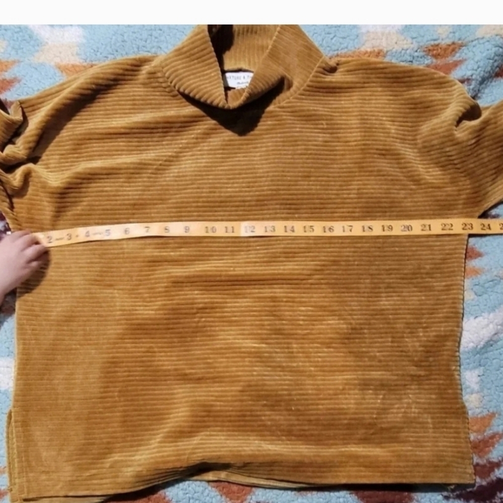 Madewell Texture & Thread Velour Corduroy Mockneck Top in mustard Color Medium - Picture 3 of 10